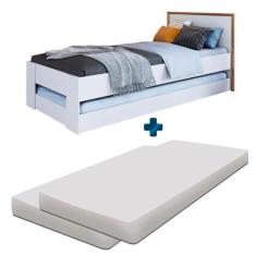 Imagem de Cama Solteiro Com Auxiliar E 2 Colchões Branco Lomita Shop Jm