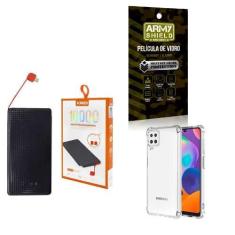 Imagem de Kit Power Bank 10.000Mah + Capinha Samsung A12 + Película 3D - Armyshi