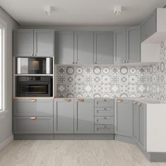 Imagem de Cozinha Modulada 7 Peças sem Tampo 3 Aéreos 3 Balcões e Torre Quente Arizona CabeCasa MadeiraMadeira Branco/Cinza