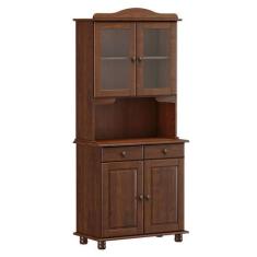 Imagem de Armário Cristaleira Para Cozinha Linha Rubi Café 4 Portas E Vidro Liso