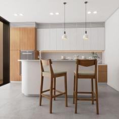 Imagem de Banqueta Madeira Maciça Linho Loop Artemobili