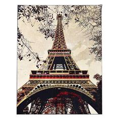 Imagem de Tapete Torre Eiffel Retangular Veludo 48x90 cm Creme
