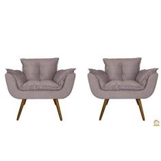 Imagem de Conjunto 2 Poltronas Decorativa Estofada Para Salão de Beleza Opala Suede Rose - DL Decor