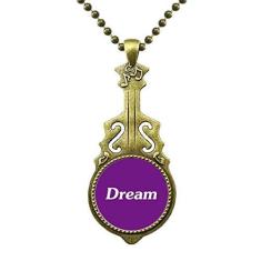 Imagem de DIYthinker Colar de frases inspiradoras da Dream Word com pingente de música de guitarra antiga