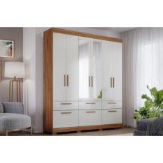 Imagem de Guarda Roupa Casal 6 Portas E 5 Gavetas C/ Espelho Porto Cinamomo/Off