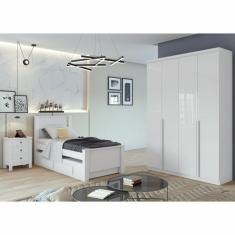 Imagem de Quarto Solteiro Completo Alonzo Bicama Athenas/Cômoda Maggiore Móveis Lopas Branco