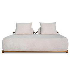 Imagem de Sofá 2 Lugares 160cm Ilha Base Madeira Viero S06 Bouclê Bege - Mpozena