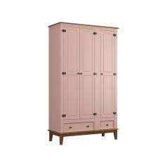 Imagem de Guarda-roupa Juvenil 3 Portas E 2 Gavetas - Madeira Maciça E Mdf - Rosa