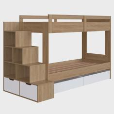 Imagem de Beliche Infantil Com Escada e 4 Gavetas Infix C06 Aveiro/Branco - Mpozenato