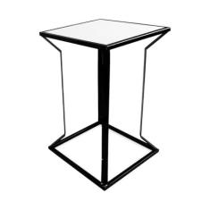 Imagem de Mesa Lateral Alta Puebla decoração Sala Quarto escritório - Preto/branco