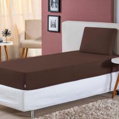 Imagem de Jogo De Lençol Solteiro Malha 100% Algodão 2 Peças Cor Tabaco