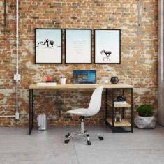 Imagem de Mesa Escrivaninha 2 Prateleiras Carvalho/preto 14908 - Compace