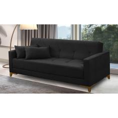 Imagem de Sofá Cama 3 lugares 2,00m Aurora Suede Preto Adonai Estofados