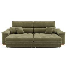 Imagem de sofá 3 lugares retrátil e reclinável raul veludo verde