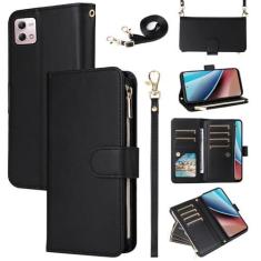 Imagem de Furill Capa carteira para Motorola Moto G Stylus 4G 2023 com alça de ombro transversal de couro flip com zíper bolsa 11+ compartimentos para cartão protetor de celular GStylus XT2317-1 XT2317-2