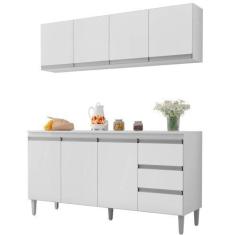 Imagem de Armário Aéreo E Balcão Gabinete Com Tampo 160cm Andréia Branco - Ajl M