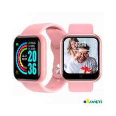 Imagem de Relógio Smartwatch Y68 D20 Troca Imagem Da Tela Notificações - Rosa -