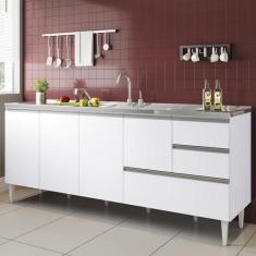 Imagem de Balcão para pia de 1,80 mt Aracaju com gavetão Branco - ByMadero Mobil