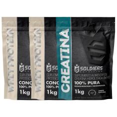 Imagem de Kit: Whey Protein Concentrado 2Kg + Creatina Monohidratada 1Kg - 100% Importado - Soldiers Nutrition-Unissex