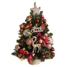 Imagem de Árvore de Natal artificial, árvore de Natal de 45,7 cm, enfeites de mesa para árvores de Natal, árvore de Natal artificial de mesa, decoração de árvore de Natal iluminada para quartos