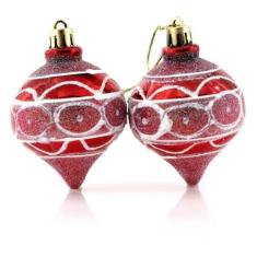 Imagem de Kit 18 Bolas Pião Enfeite Árvore Natal Glitter Pendente 60mm