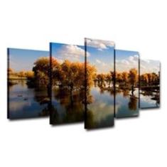 Imagem de Quadro Decorativo Árvore 5 partes 130x65 em tecido