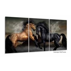 Imagem de Quadros Decorativos Cavalos Marrom 120x60 3 peças