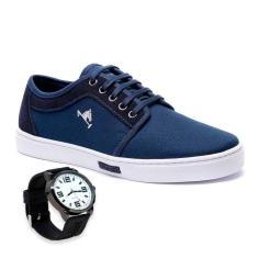 Imagem de Tênis Masculino Polo Joy Casual Moderno Em Lona + Relógio