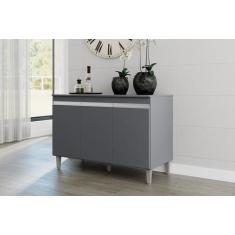 Imagem de Balcão De Cozinha Manu + Tampo 120cm Cor Cinza - Ajl Móveis