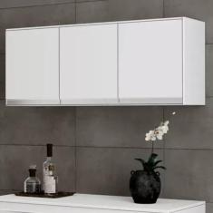 Imagem de Armário Aereo para Lavanderia 120cm Andréia 3 Portas Cor Branco - AJL