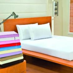 Imagem de Jogo Lençol Casal King Ponto Palito 03 Peças Tecido 150 Fios - Branco