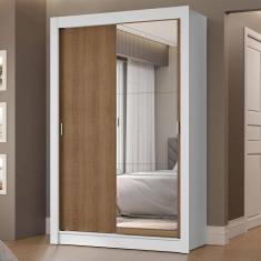 Imagem de Guarda-roupa Solteiro 2 Portas Correr 2 Gav Branco/Rústico