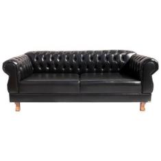 Imagem de Sofá Chesterfield Capitone Elisabeth Corano Preto 2,30cm - Novo Encant