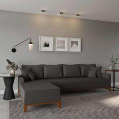 Imagem de Sofá 4 Lugares Tupiza Com Chaise Esquerdo Linho Grafite - Mobly