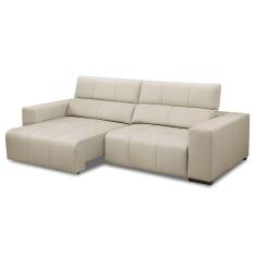 Imagem de sofá 3 lugares retrátil e reclinável bramare molas ensacadas couro branco 230 cm