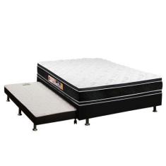 Imagem de Cama Box C/Auxiliar Casal: Colchão Espuma Castor D33 Black E White Df