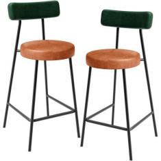 Imagem de Kit 02 Banquetas Baixa Cozinha Sala Jantar Bancada Milão L02 Facto Ver