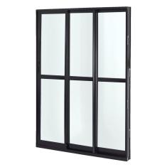 Imagem de Porta de Alumínio Correr 210x150cm 3 Folhas Vidro Liso Atlântica Preto