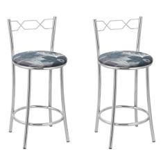 Imagem de Kit 2 Banquetas Cromadas Bc51-c - E510 Cromada/Azul