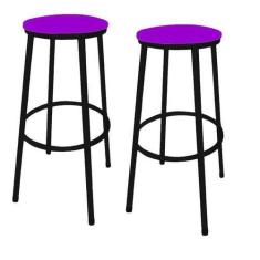 Imagem de Kit 2 Banquetas Alta Banco Bar Balcão Bistrô Sem Encosto Preta - Mover