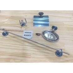 Imagem de Kit Banheiro Alumínio Completo c/ Saboneteira e Porta Toalha