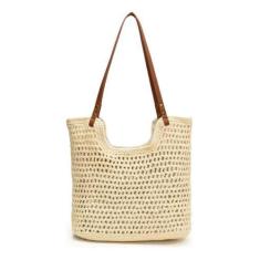 Imagem de Bolsa Feminina Grande Praia Estilo Croche Moda Verão Linda - Alwy, Off