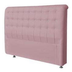 Imagem de Cabeceira Estofada Dama com Strass 195 cm para Cama Box King Suede Rosê para Quarto - AM Decor