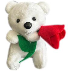 Imagem de Urso Ursinho De Pelúcia Chaveiro Segurando Flor Apaixonado -  11cm