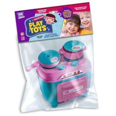 Imagem de Kit Fogãozinho com 2 Panelas Rosa Cozinha de Brinquedo Menina