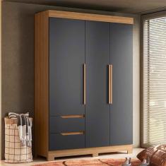 Imagem de Guarda Roupa Solteiro Vivacce 3 Portas Nature Titanium Móveis Albatroz