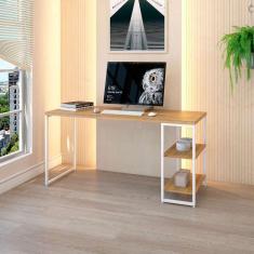 Imagem de escrivaninha com estante studio  e branca 150x75 cm