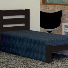 Imagem de Cama de Solteiro Londres de Madeira Angelim Tabaco