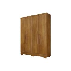 Imagem de Guarda Roupa Solteiro 4 Portas E 2 Gavetas C/ Espelho E Pés Milly Freijo Cumaru - Novo Horizonte