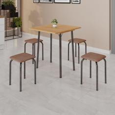 Imagem de Conjunto Mesa Dobrável com 4 Banquetas Bali Marrom / Mart. Prata